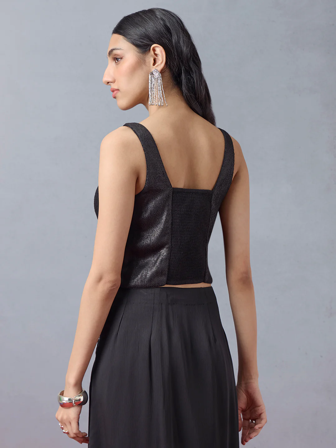 Black Embellished Corset-Style Top - Image 4