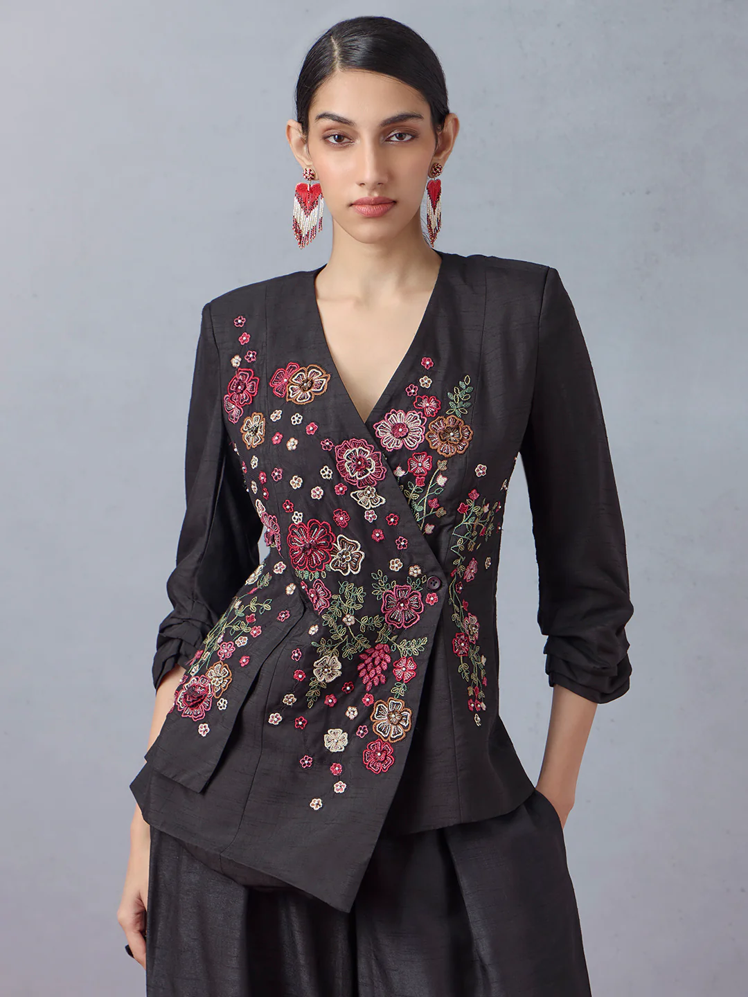 Black Floral Embroidered Co-ord Set - Image 2
