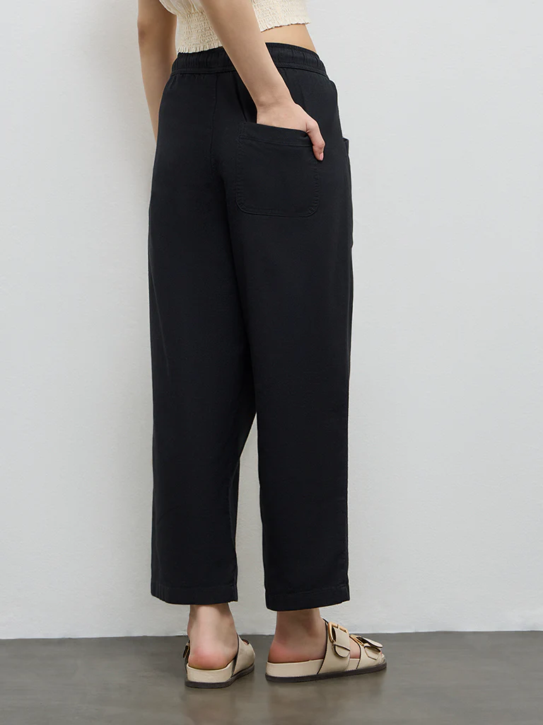Bombay Paisley Black High-Rise Cotton-Blend Pants - Image 4