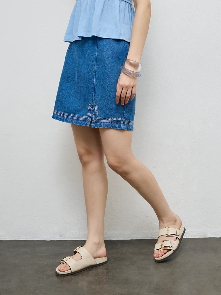 Bombay Paisley Blue Denim Skirt - Image 2