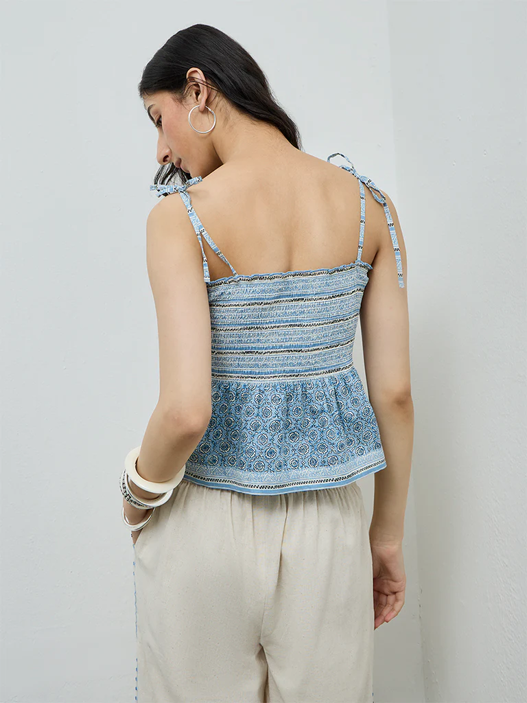 Bombay Paisley Blue Printed Cotton Top - Image 4