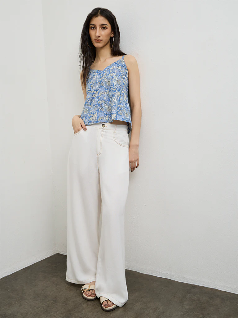 Bombay Paisley Blue Printed Cotton Top - Image 2