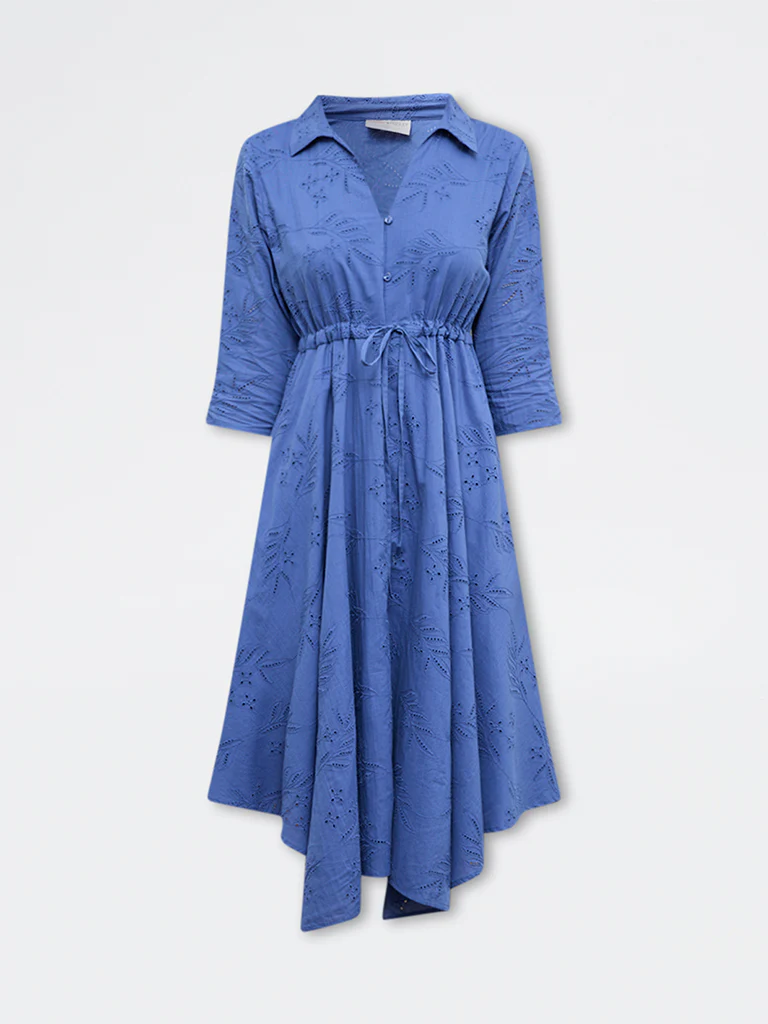 Bombay Paisley Blue Schiffli Embroidered A-Line Dress - Image 5