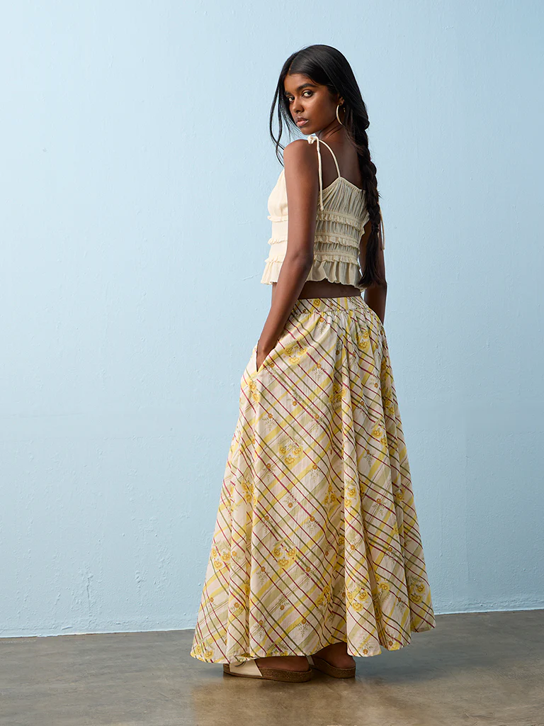Bombay Paisley Cream Crinkle-Textured Cotton Top - Image 4