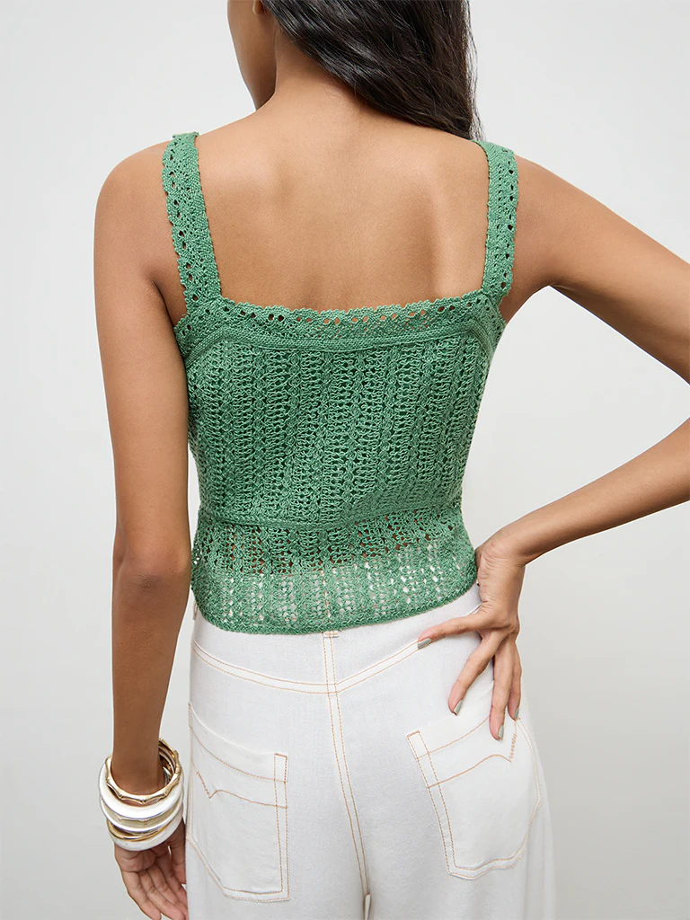 Bombay Paisley Green Crochet Knitted Top - Image 3
