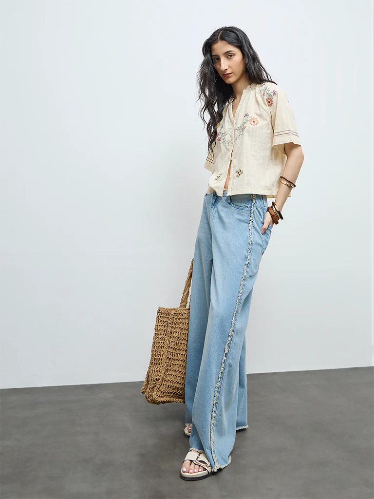 Bombay Paisley Light Blue High-Rise Jeans