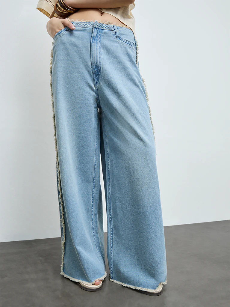 Bombay Paisley Light Blue High-Rise Jeans - Image 2