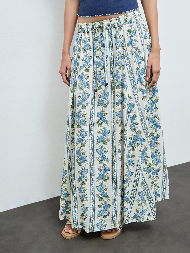 Bombay Paisley Off-White Floral Maxi Skirt - Image 2
