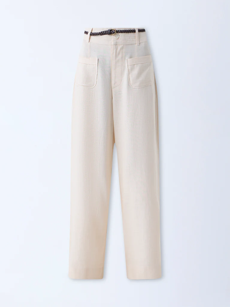 Bombay Paisley Off-White Solid Pants - Image 5