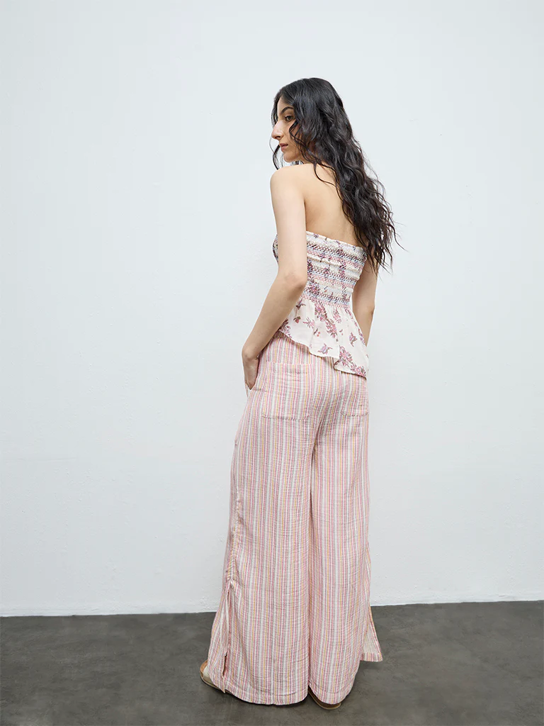 Bombay Paisley Pink Striped Cotton Pants - Image 4