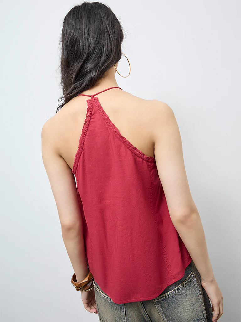 Bombay Paisley Red Crochet Cotton Top - Image 4