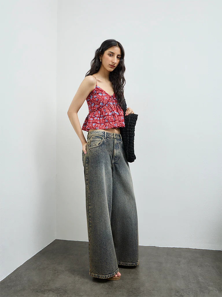 Bombay Paisley Red Floral Top - Image 2