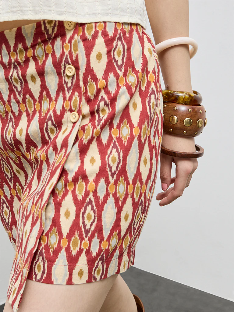 Bombay Paisley Red Printed Cotton Skorts - Image 3