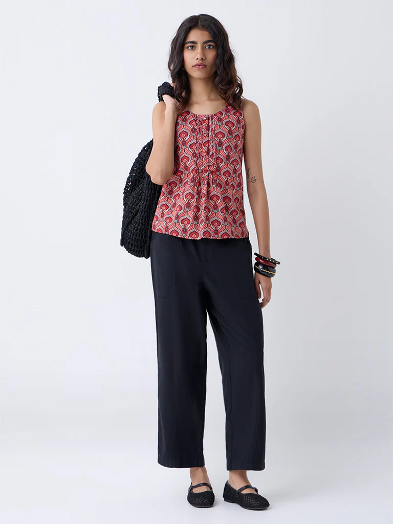 Bombay Paisley Red Printed Cotton Top - Image 2