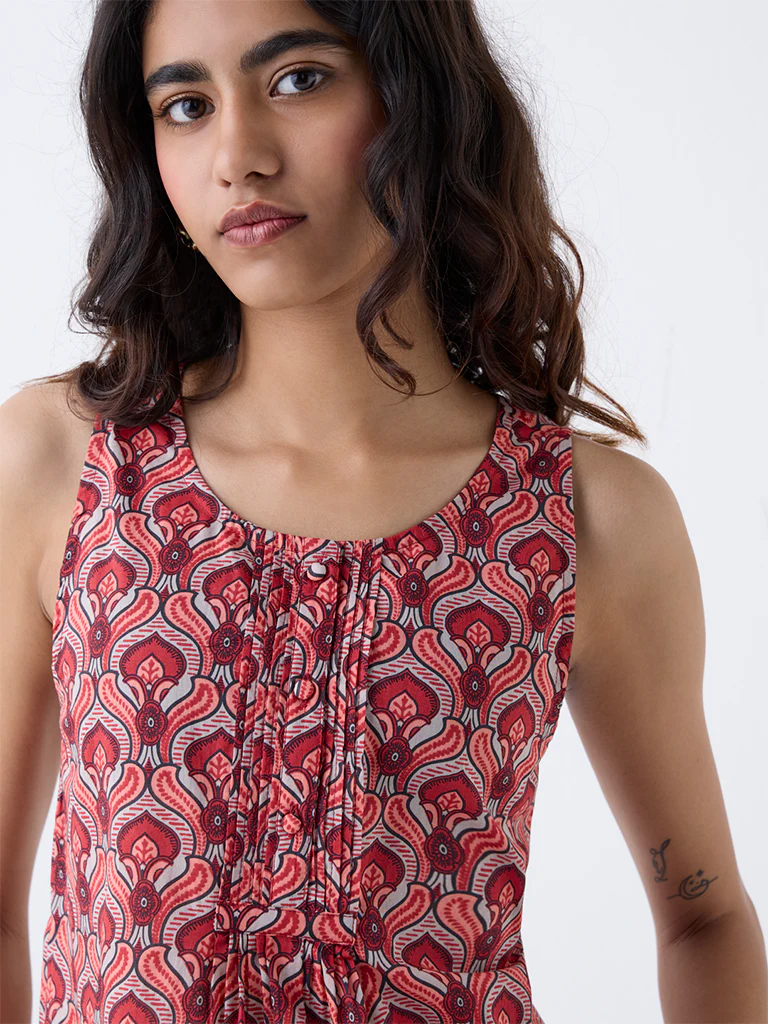 Bombay Paisley Red Printed Cotton Top - Image 3