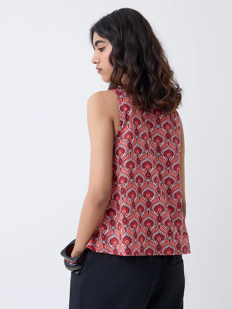 Bombay Paisley Red Printed Cotton Top - Image 4