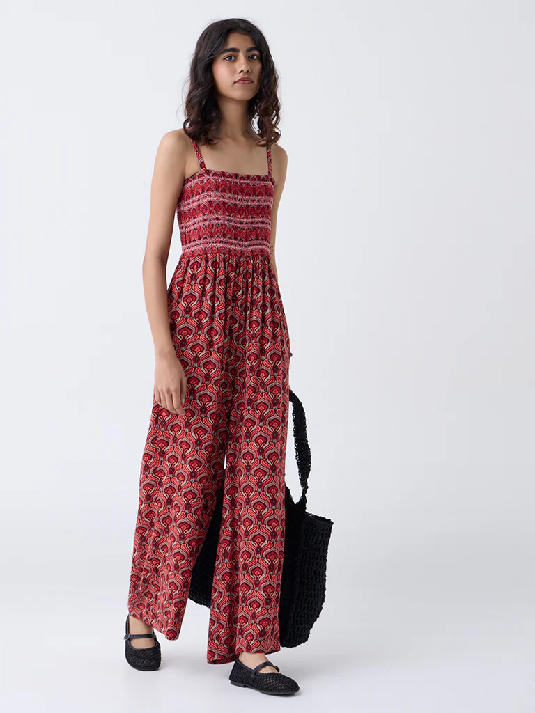 Bombay Paisley Red Printed Jumpsuit - Image 2