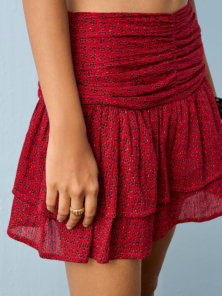 Bombay Paisley Rust Printed Mini Cotton Skirt - Image 3