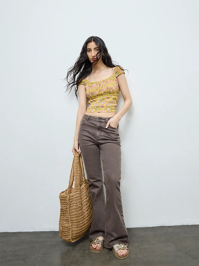 Bombay Paisley Yellow Floral Cotton Top - Image 2