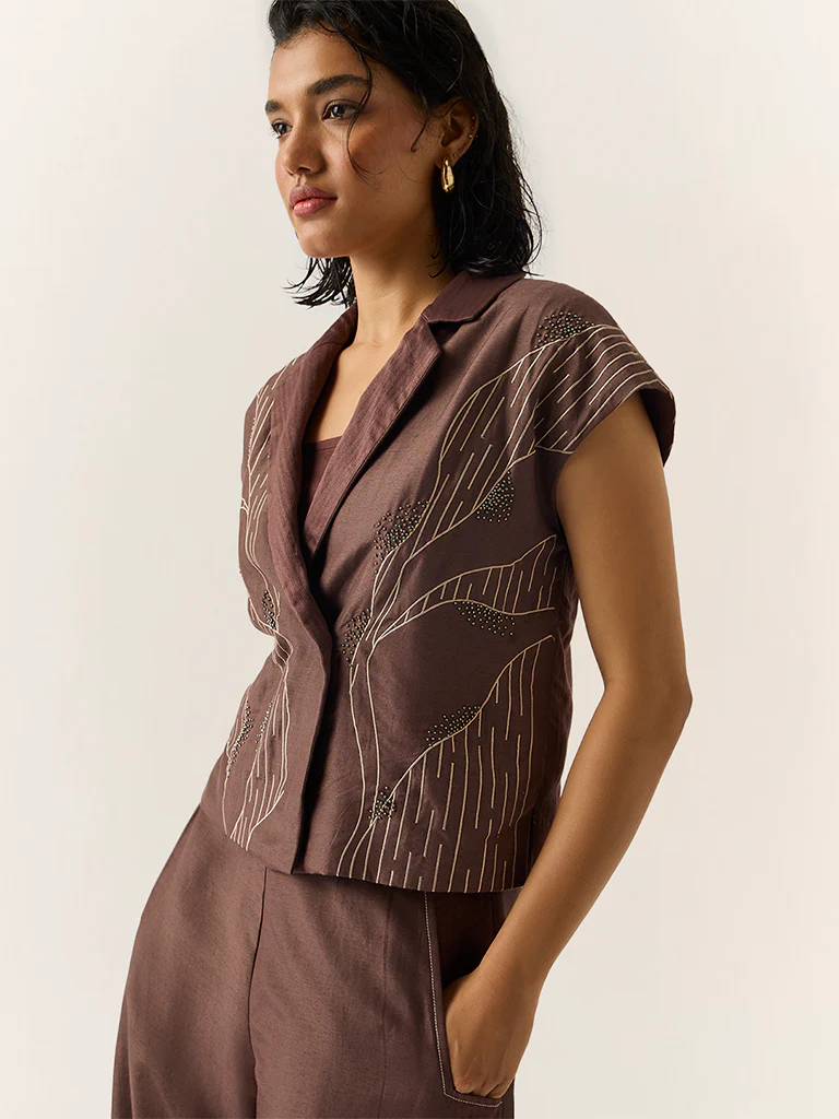 Co-ord Set with embroidery β Brown
