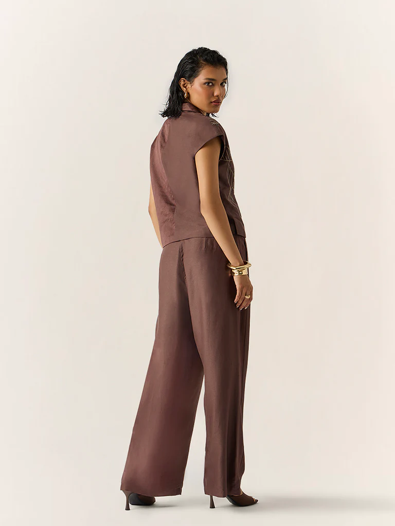 Co-ord Set with embroidery β Brown - Image 4