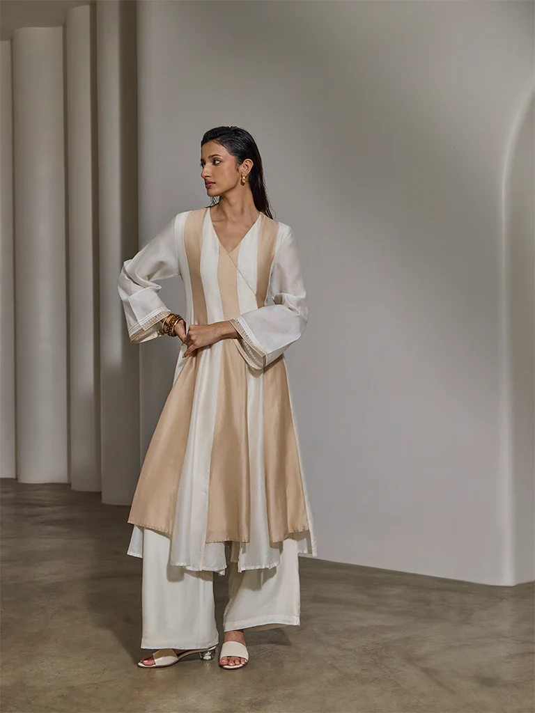 Colour-Block Kurta β Ivory