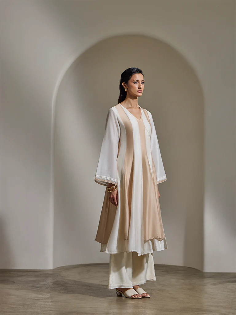 Colour-Block Kurta β Ivory - Image 2