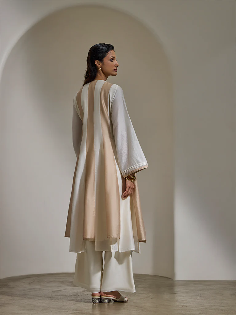 Colour-Block Kurta β Ivory - Image 4