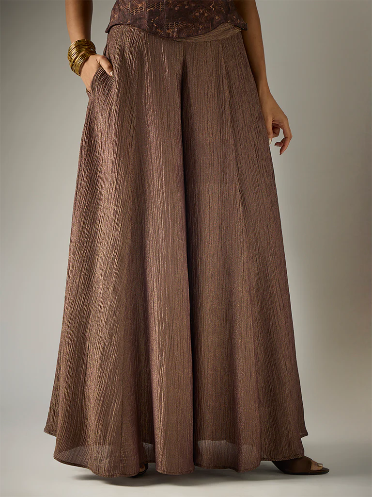 Crushed Tissue Palazzos β Brown