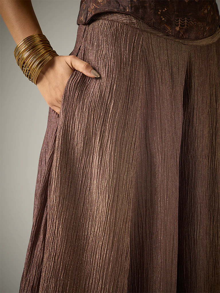 Crushed Tissue Palazzos β Brown - Image 3