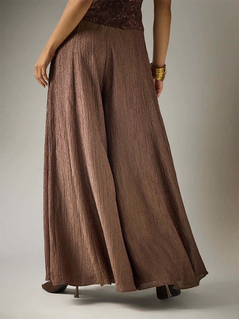 Crushed Tissue Palazzos β Brown - Image 4