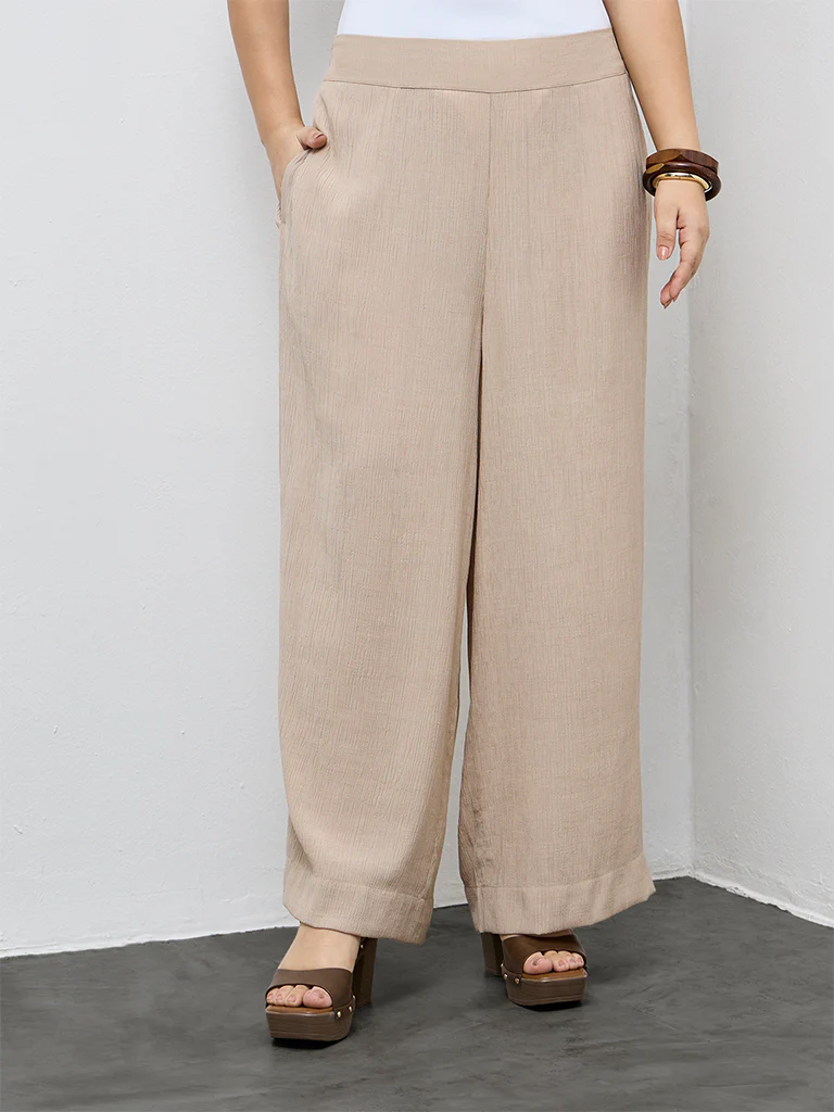Diza Beige Textured Pants