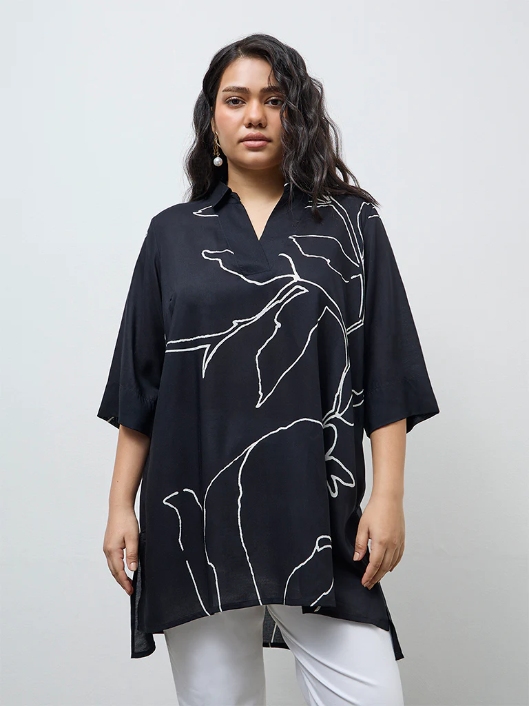 Diza Black Anar Printed Tunic