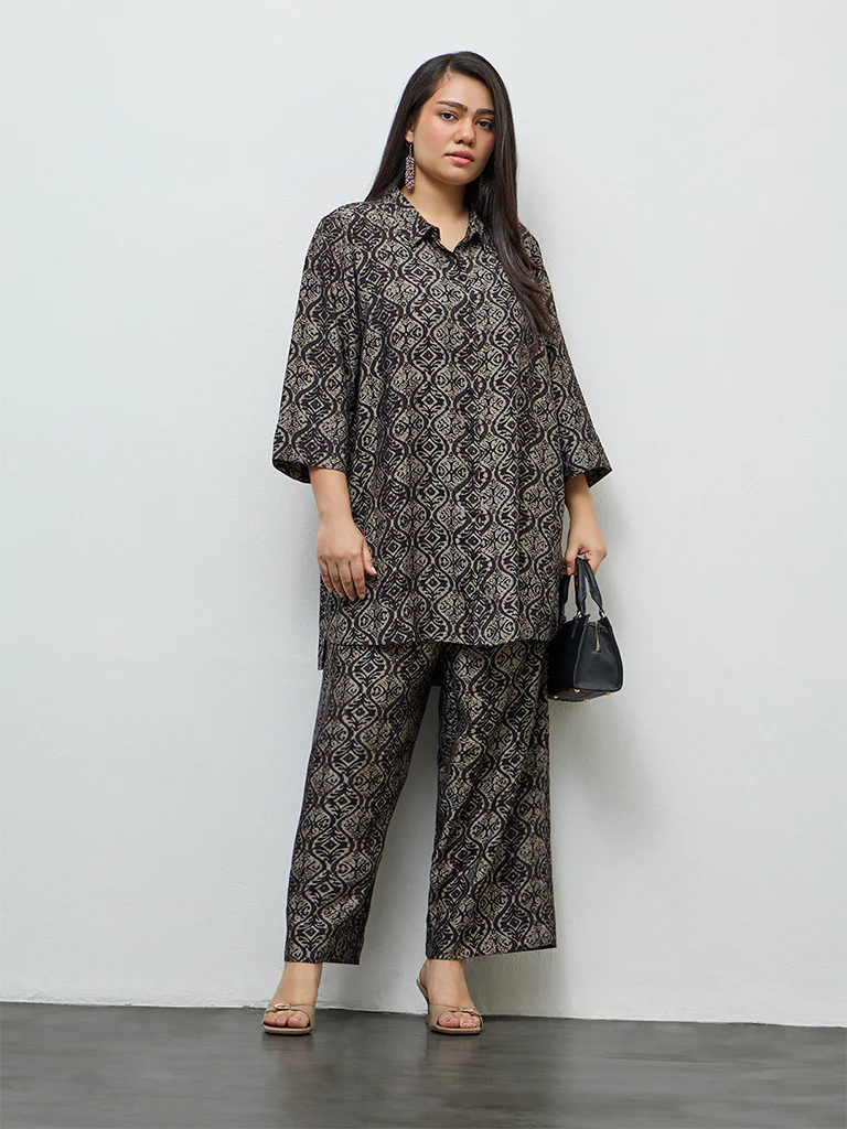 Diza Black Argyle Printed Tunic