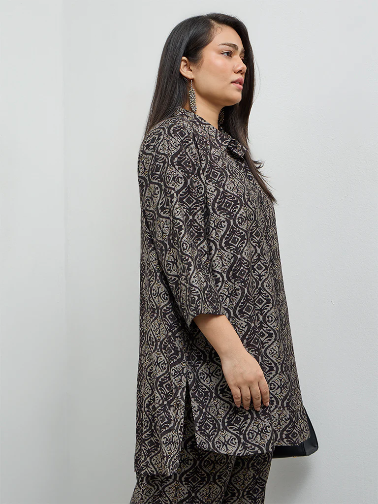 Diza Black Argyle Printed Tunic - Image 2