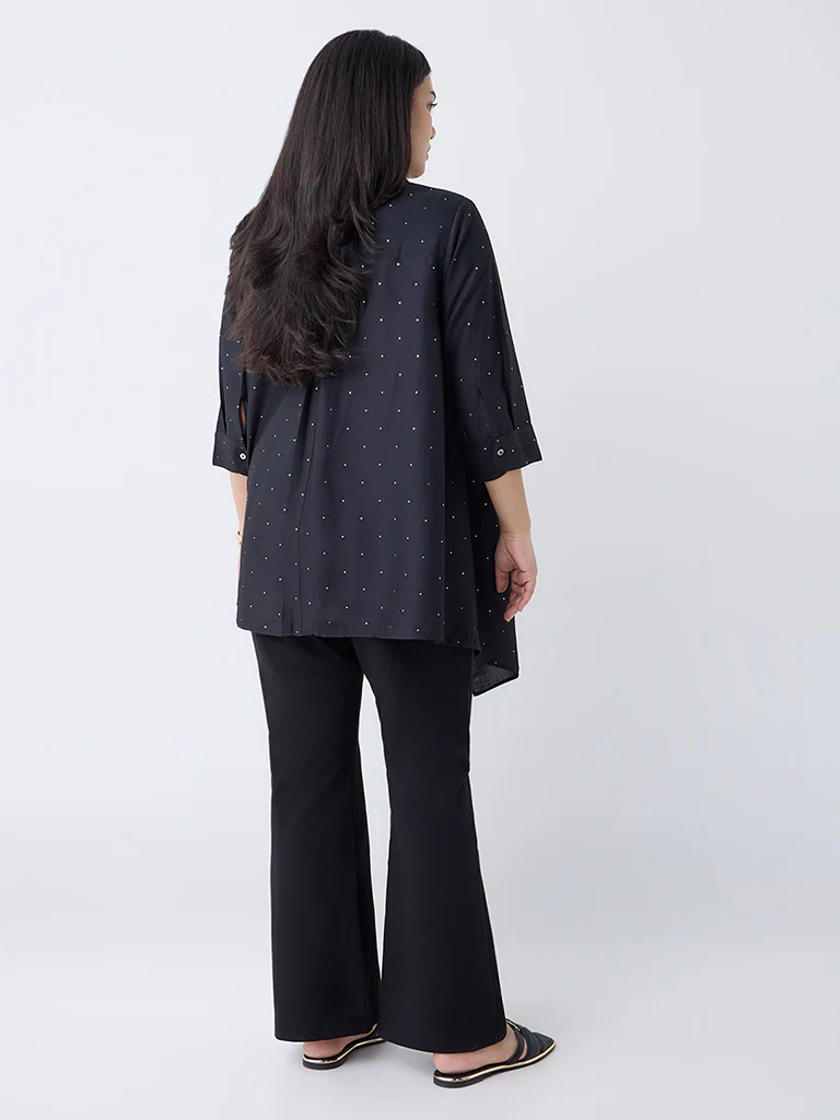 Diza Black Embellished Asymmetric Tunic - Image 4
