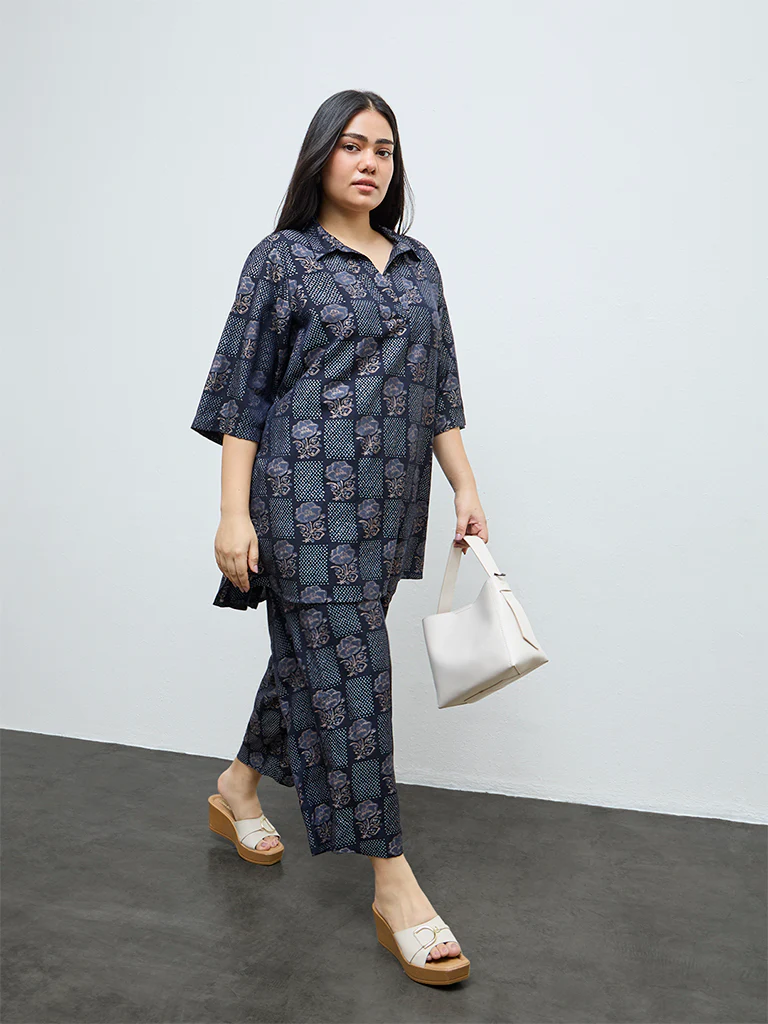 Diza Black Floral Design Tunic - Image 2