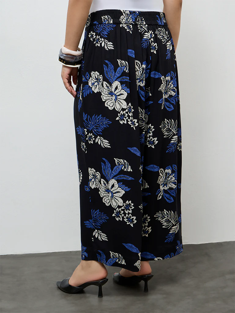 Diza Black Floral Printed Ethnic Pants - Image 4