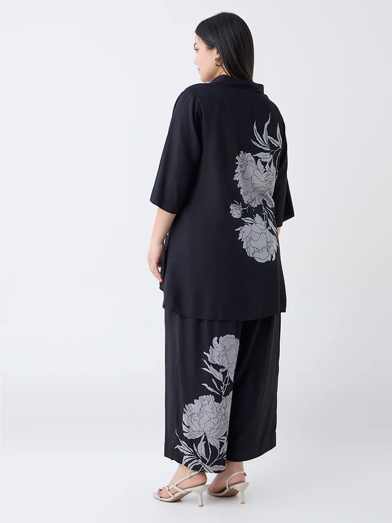 Diza Black Floral Printed Tunic - Image 4