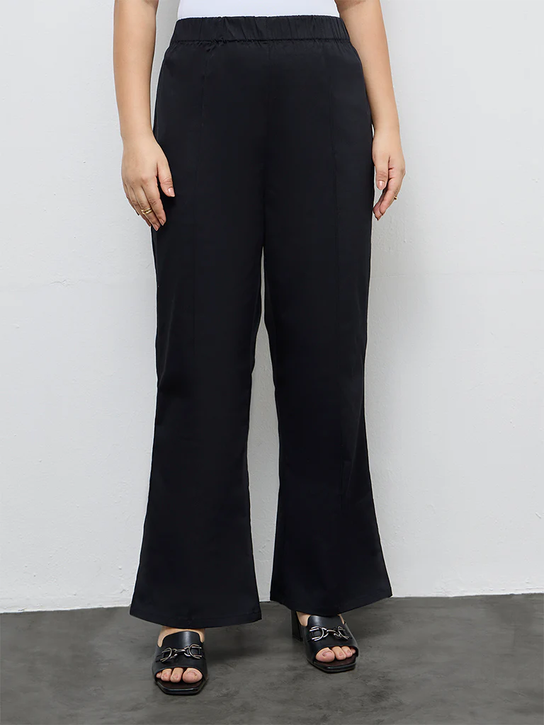 Diza Black Pipeline-Detailed Cotton-Blend Pants