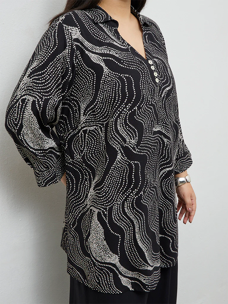 Diza Black Printed Tunic - Image 3