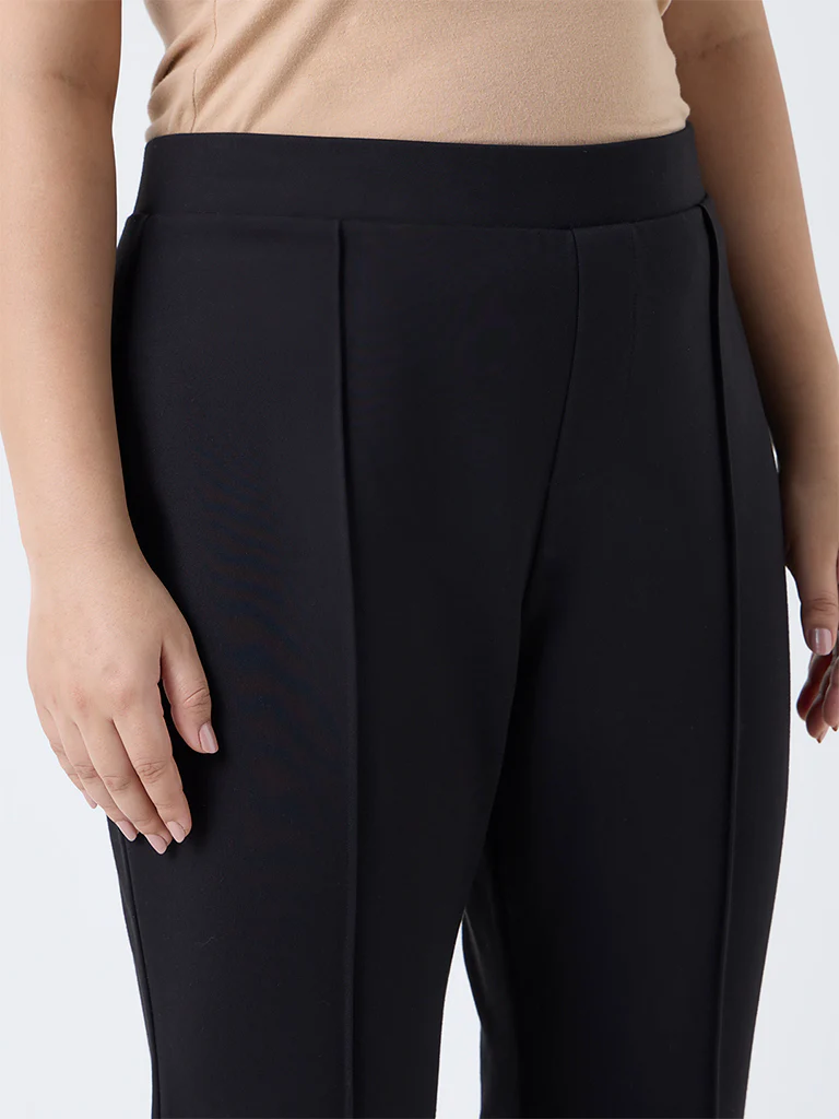 Diza Black Solid Flared Pants - Image 3