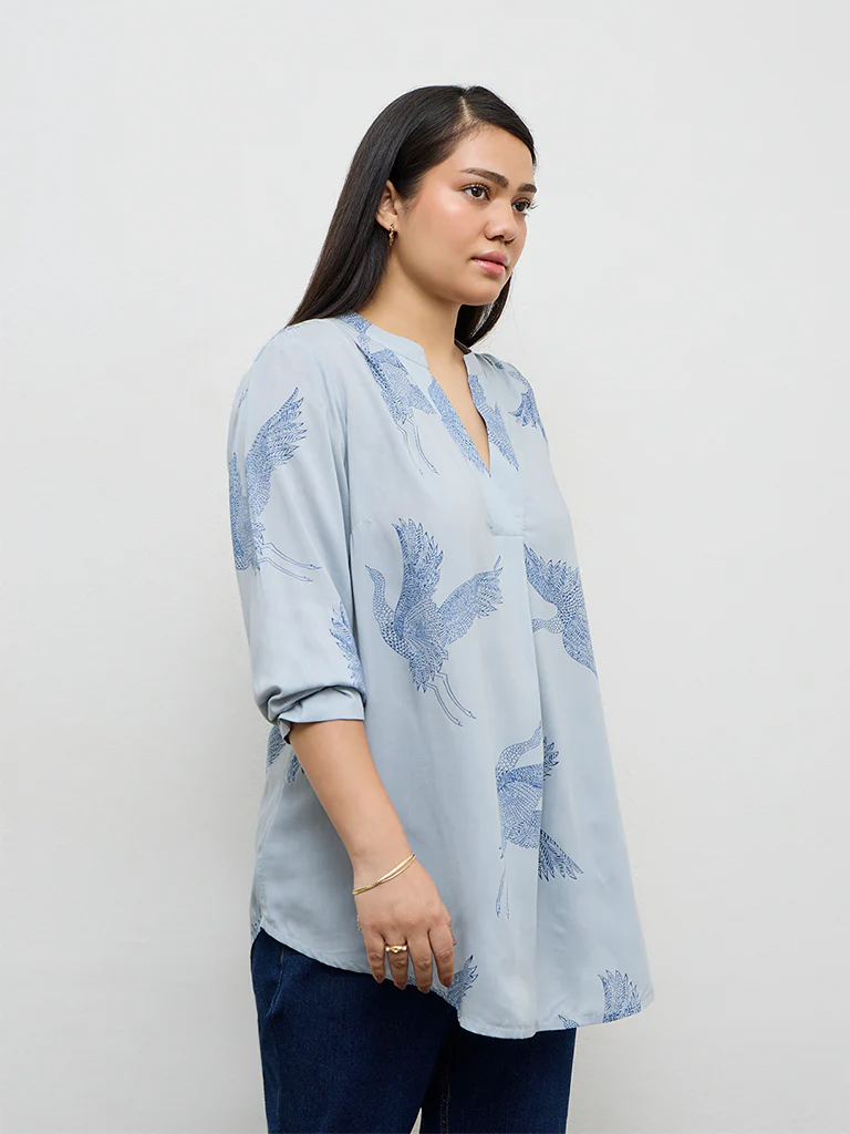 Diza Blue Bird Printed Tunic - Image 2