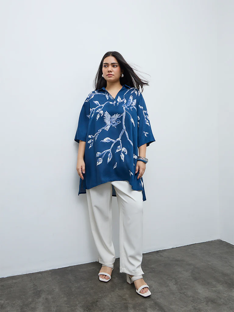 Diza Blue Printed Hi-Low Tunic - Image 4