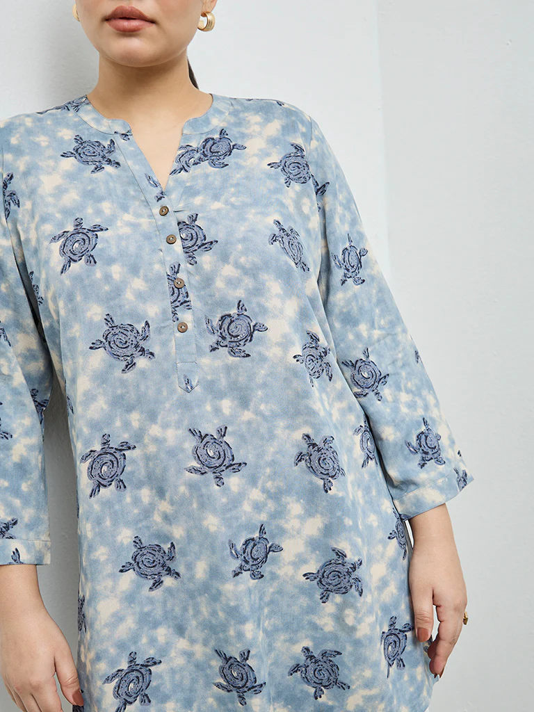 Diza Blue Printed Tunic - Image 3