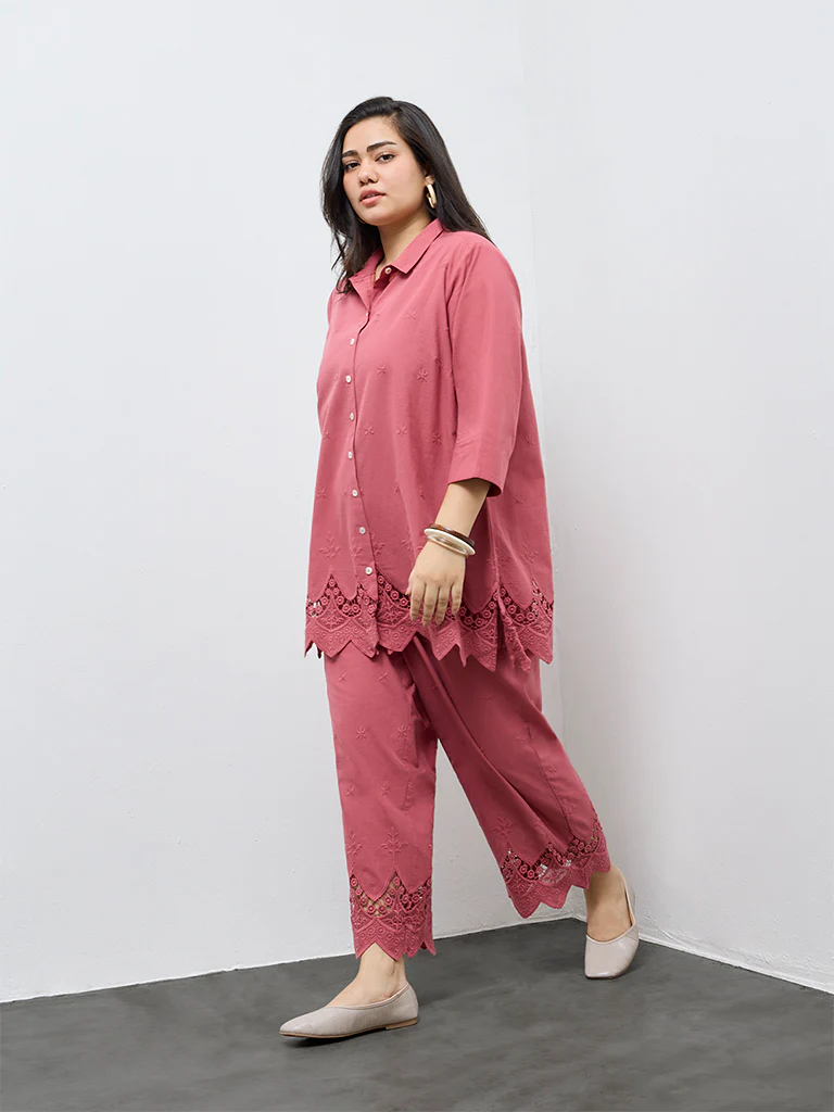Diza Dusty Pink Embroidered Cotton Tunic - Image 2