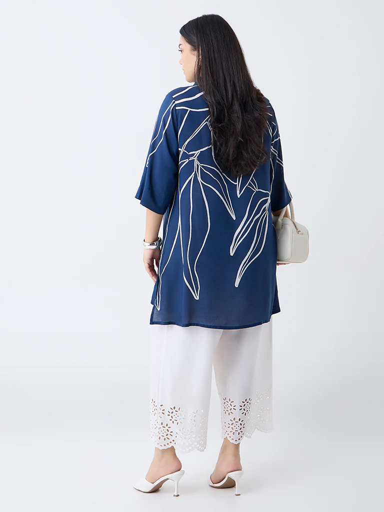 Diza Indigo Botanical Design Tunic - Image 4