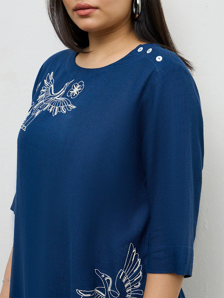 Diza Indigo Embroidered Tunic - Image 3