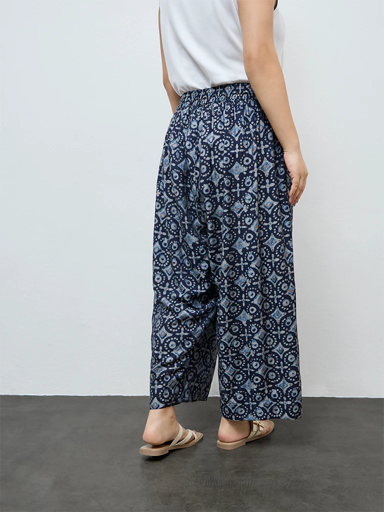 Diza Indigo Printed Ethnic Pants - Image 4