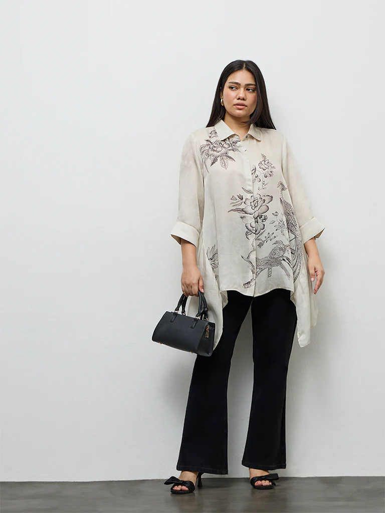 Diza Light Taupe Nature-Inspired Tunic - Image 2